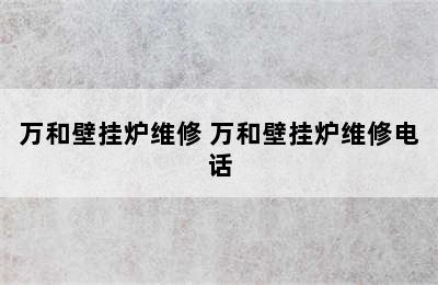 万和壁挂炉维修 万和壁挂炉维修电话